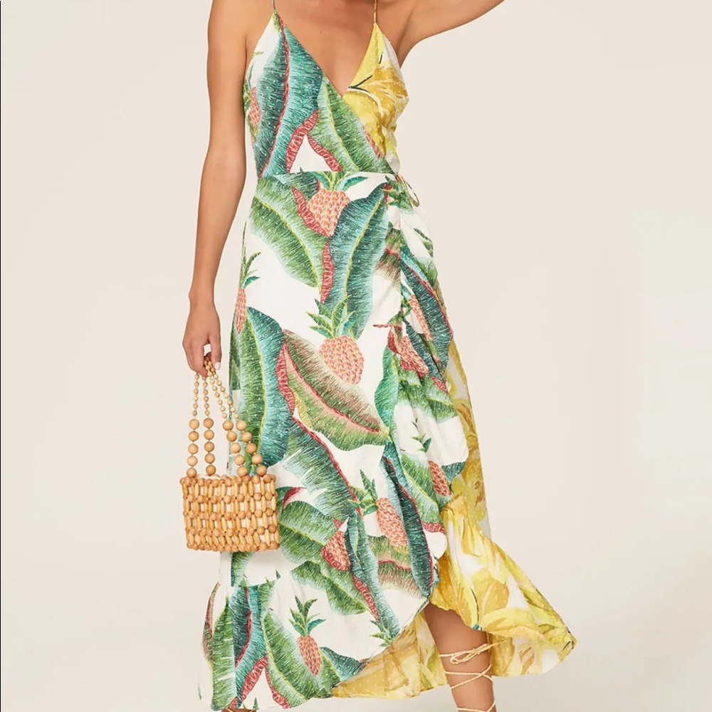 🌴 FARM Rio Azalea Forest Wrap Dress S
